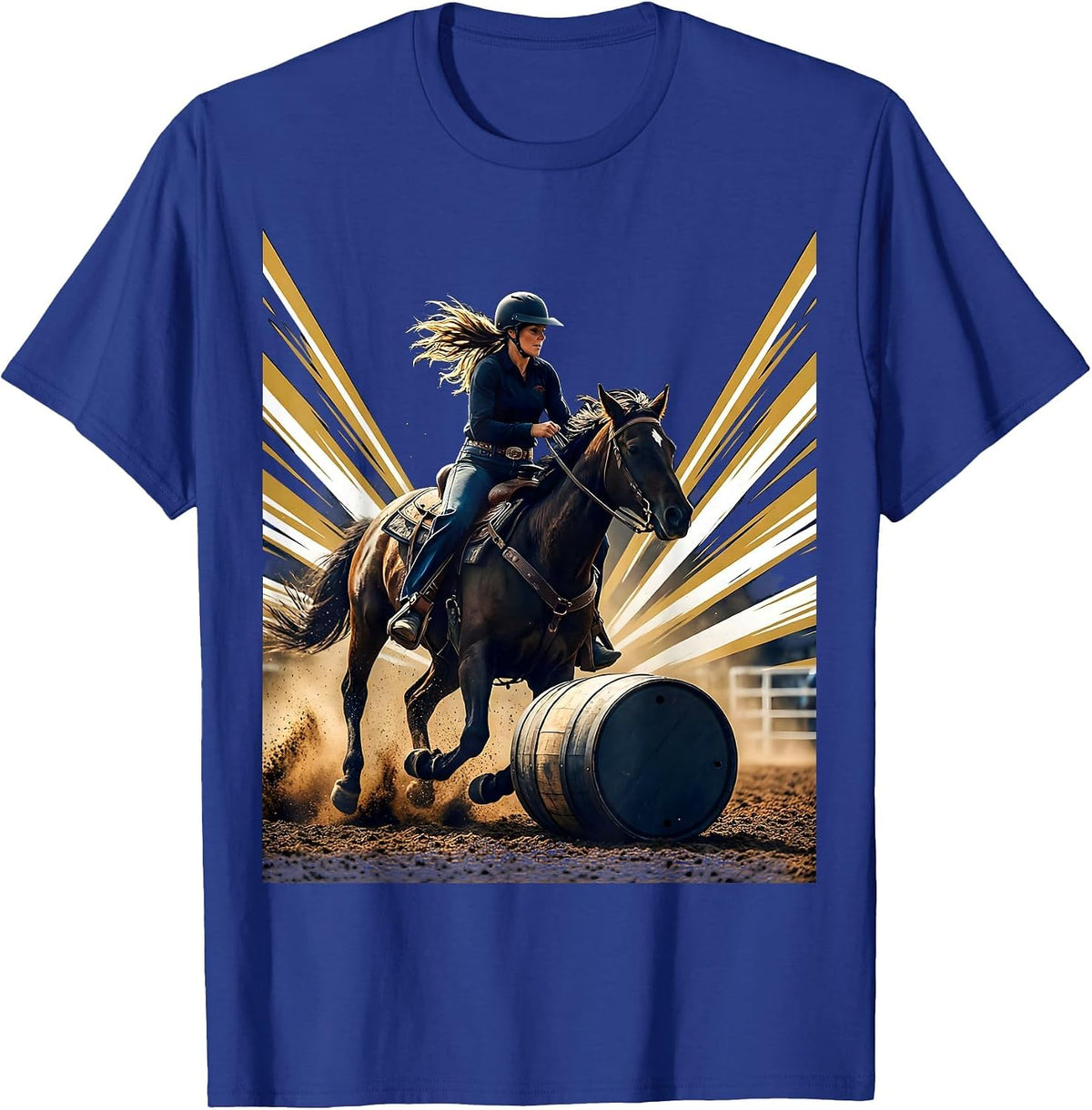 Men's Barrel Racing Ponytail Flying Rodeo Graphic T-Shirt - Royal Blue
