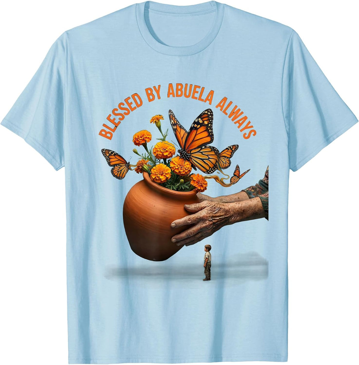 Blessed By Abuela Always Mexican Heritage Design T-Shirt - Baby Blue