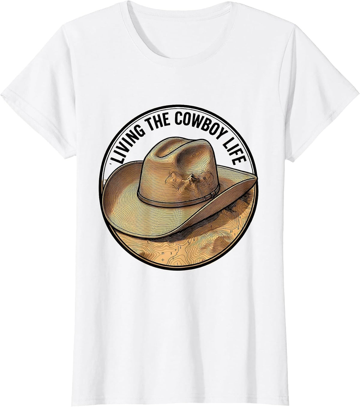 Living the Cowboy Life Western Design T-Shirt - White