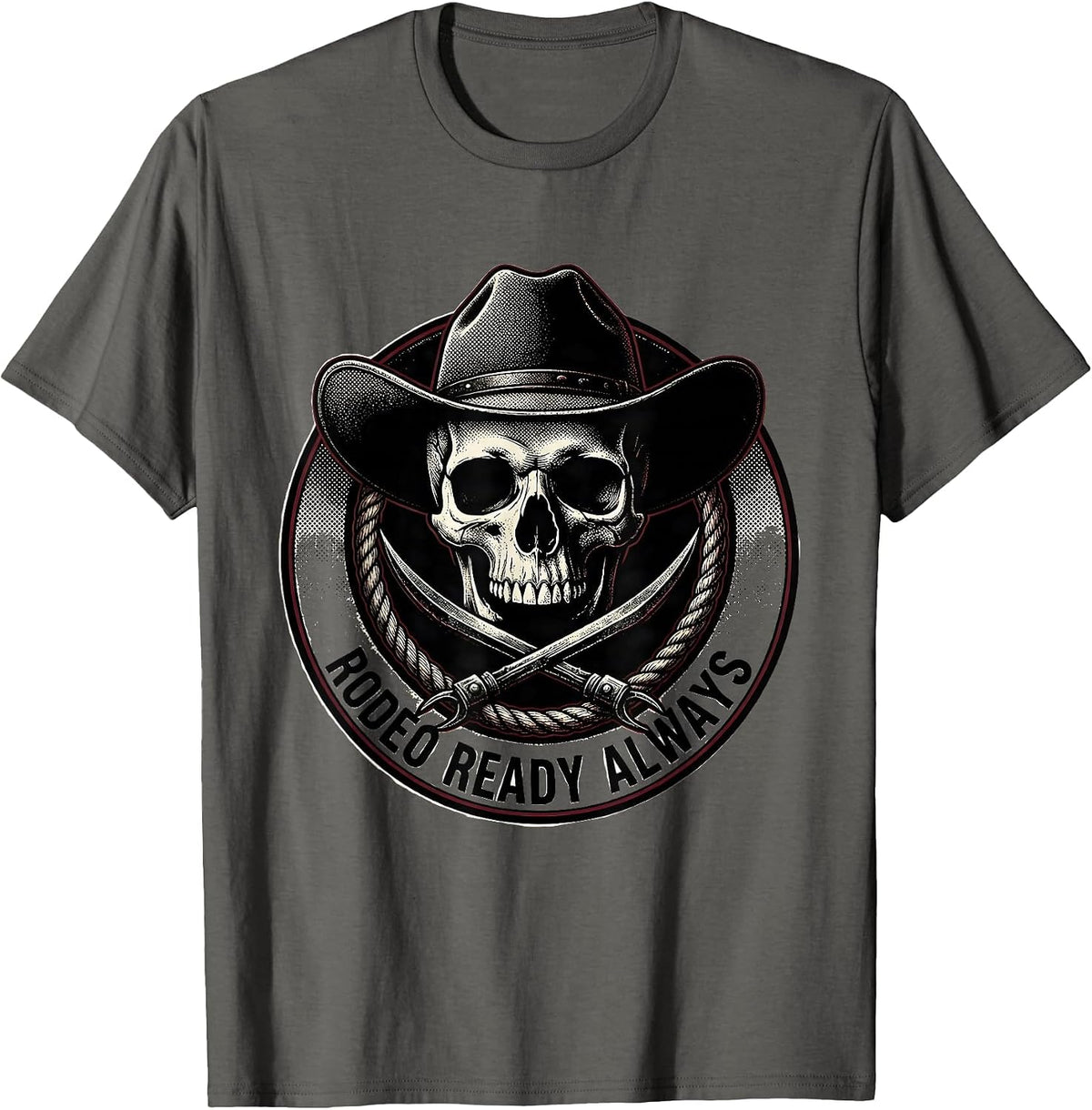 Rodeo Ready Always Cowboy Graphic Design T-Shirt - Asphalt Grey