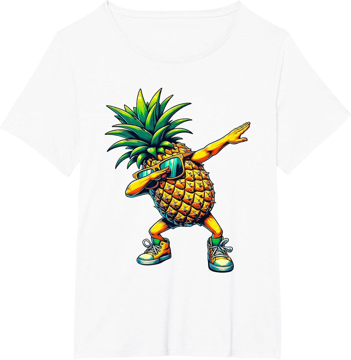 Dabbing Pineapple | Funny Pineapple with Fruit Motif T-Shirt - White