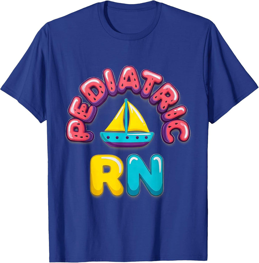 Pediatric RN Cute Arched NICU Nurse Practitioner Workwear T-Shirt - Royal Blue