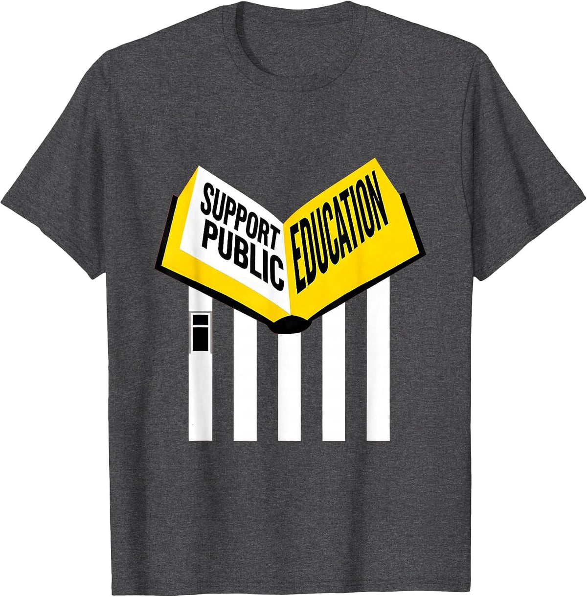 Support Public Education Bauhaus Teacher Red For Ed Protest T-Shirt - Dark Heather Grey