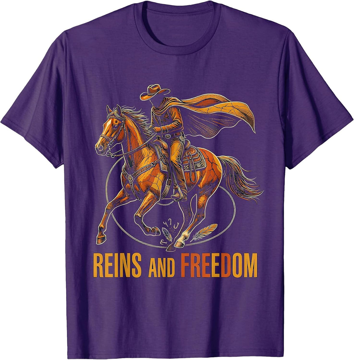 Men's Reins and Freedom Cowboy Western Design T-Shirt - Purple