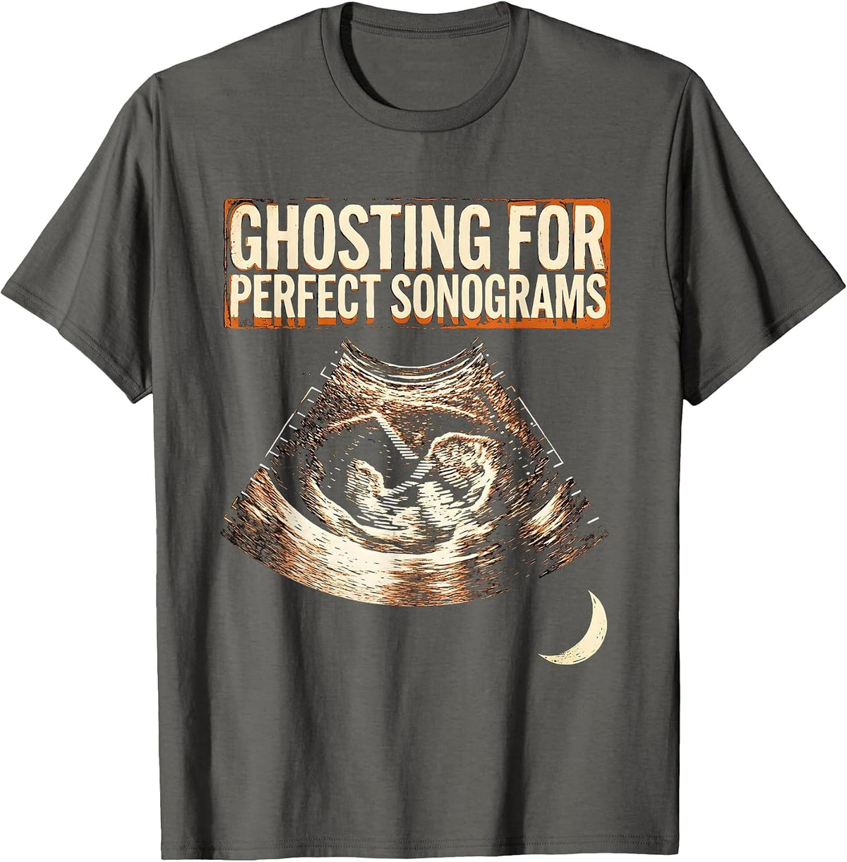 Men's Ghosting For Perfect Sonograms Linocut Sonographer Halloween T-Shirt - Asphalt Grey