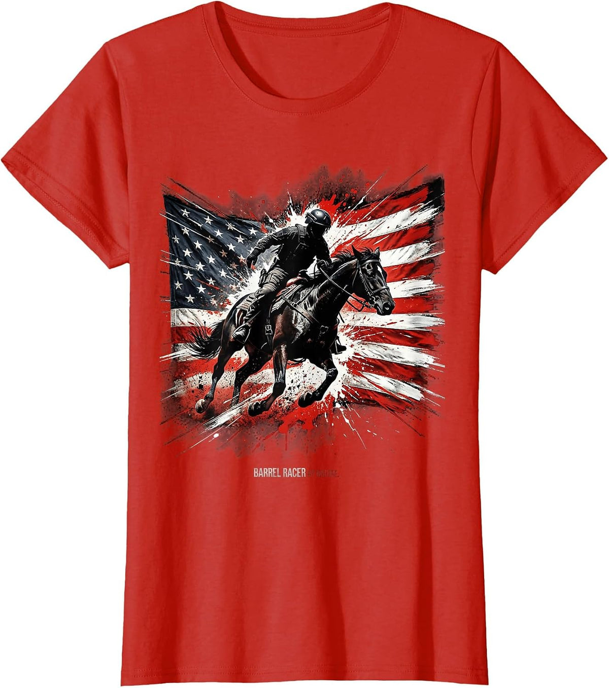 Barrel Racer By Nature Rodeo Design T-Shirt - Red