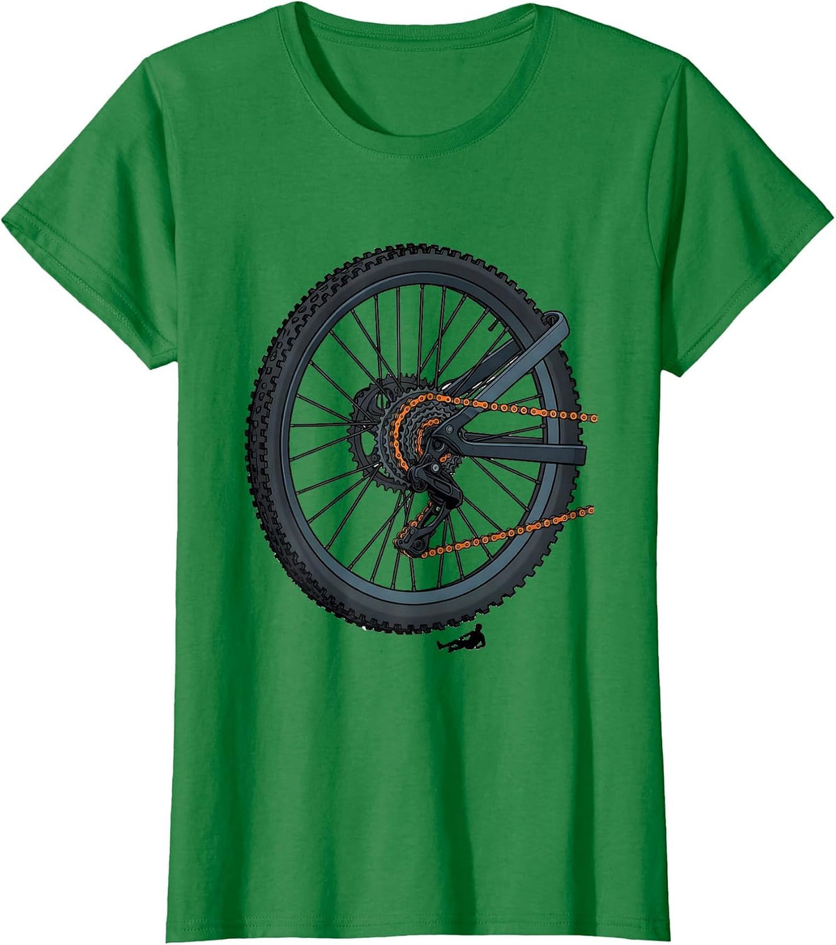 Bike Drivetrain Frame Mountain Bike Humor T-Shirt - Kelly Green