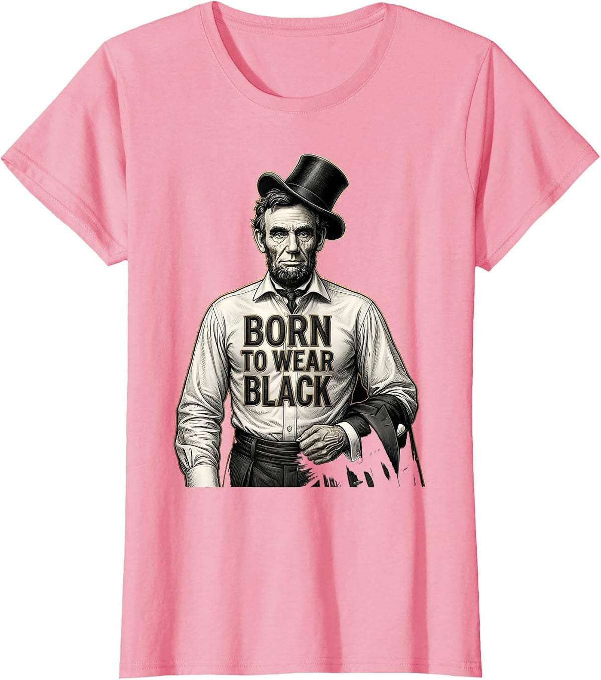 Women's Born to Wear Black Tuxedo Graphic Design T-Shirt - Pink