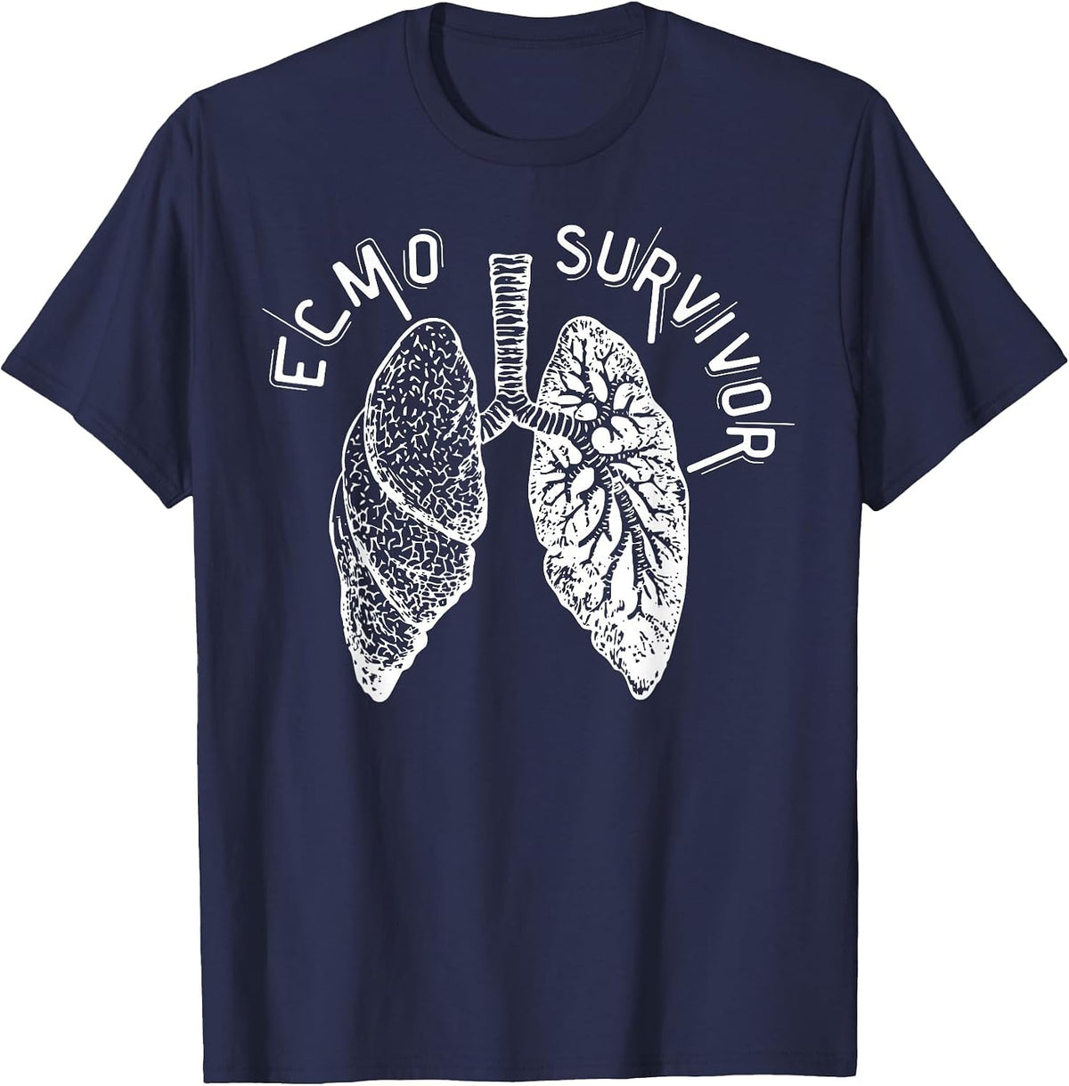 Retro Lungs ECMO Survivor ECMO Oxygenator Nurse Hospital T-Shirt - Navy Blue