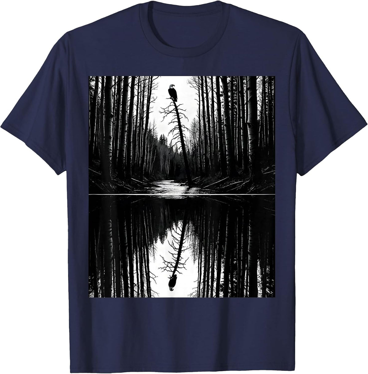 Steep River Gorge Silhouette Nature Reflection Outdoor T-Shirt - Navy Blue