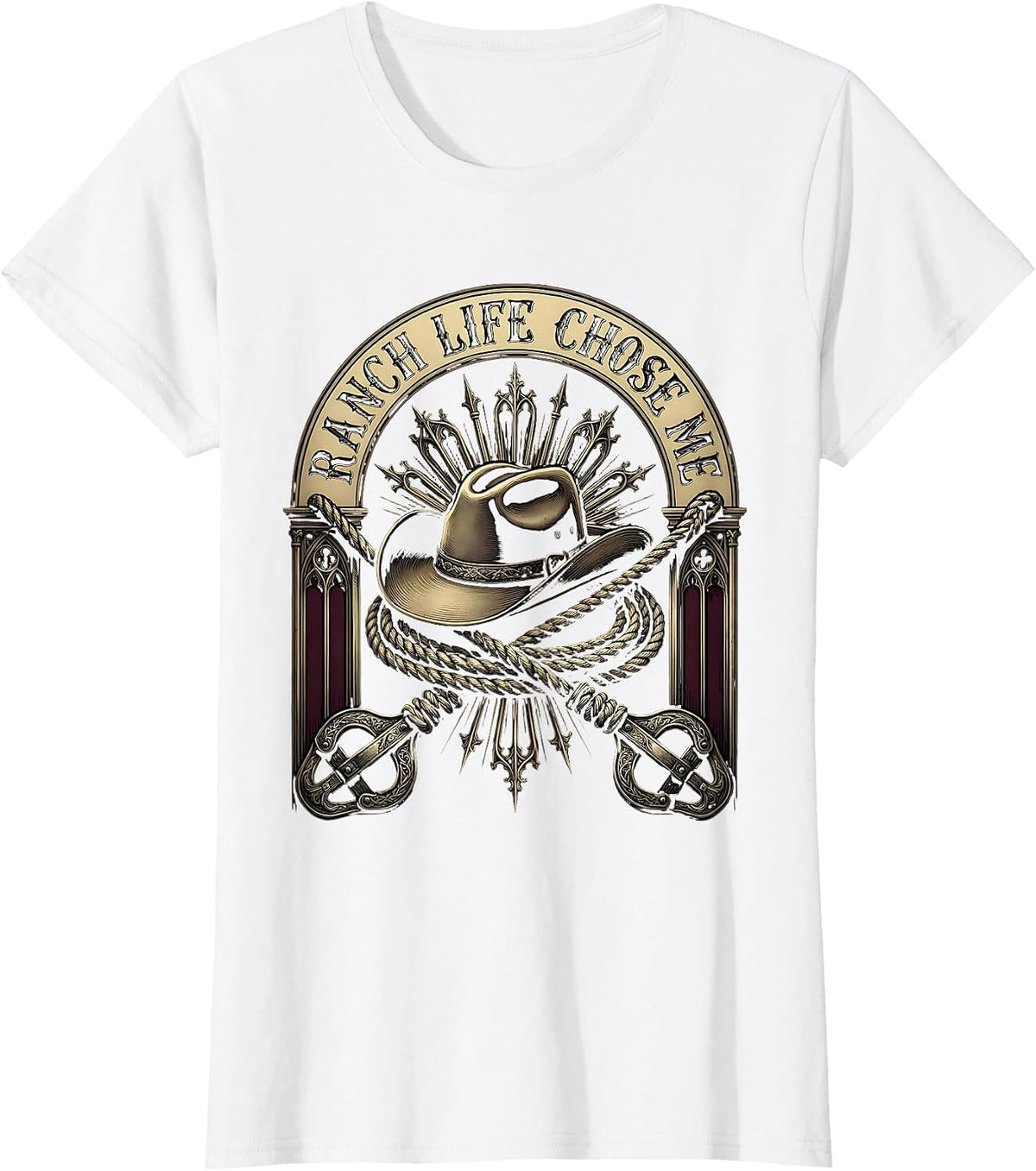 Ranch Life Chose Me Cowgirl Design T-Shirt - White