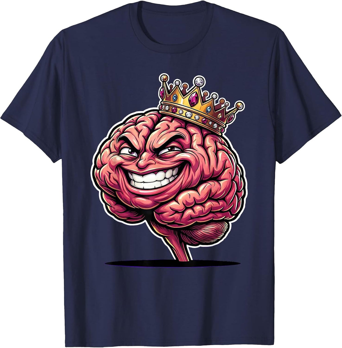 Men's Rizz Em With The Tism Glowing Crown Brain T-Shirt - Navy Blue