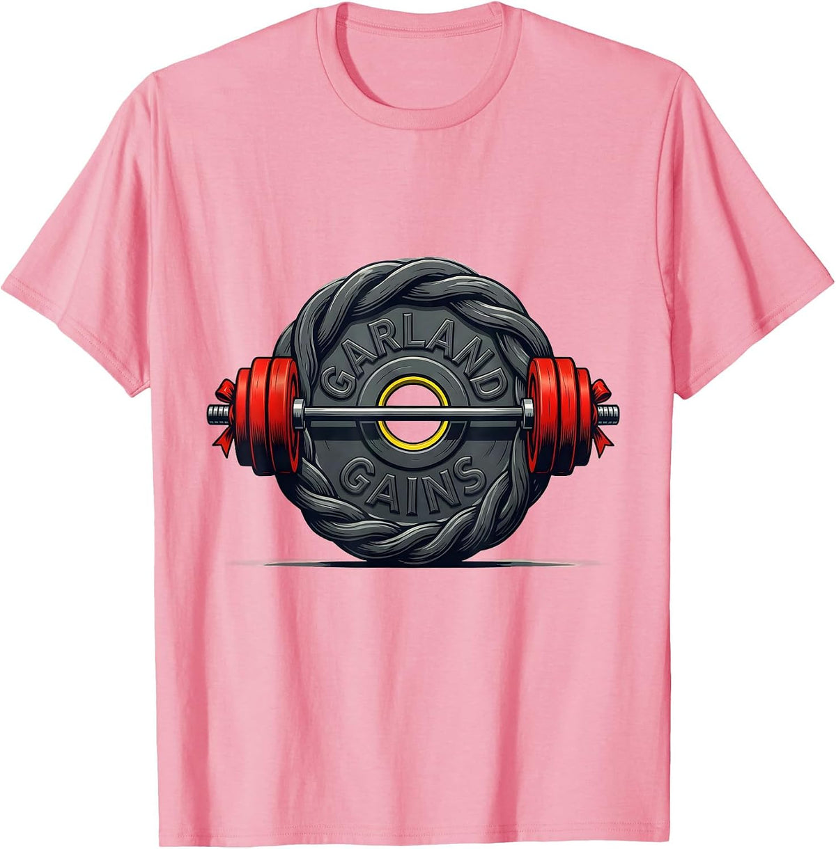 Men's Garland Gains Funny Christmas Gym Weightlifting Fitness T-Shirt - Pink