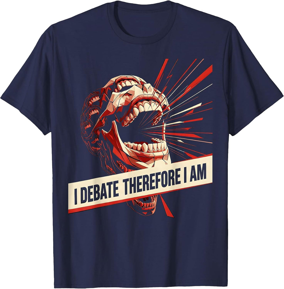 I Debate Therefore I Am Master Debater Design T-Shirt - Navy Blue