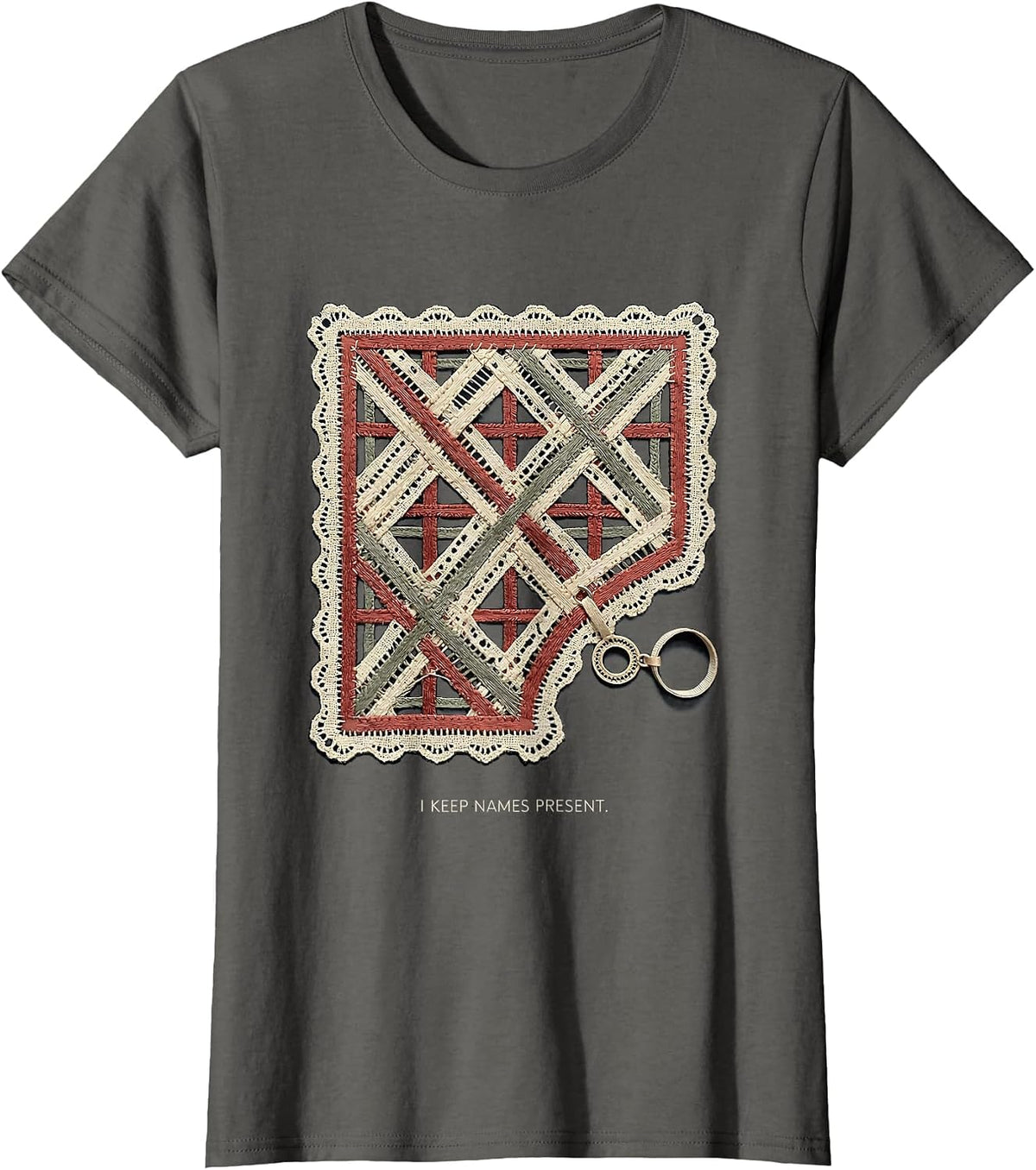 Women's I Keep Names Present Retro Kindness Inclusion Positivity T-Shirt - Asphalt Grey