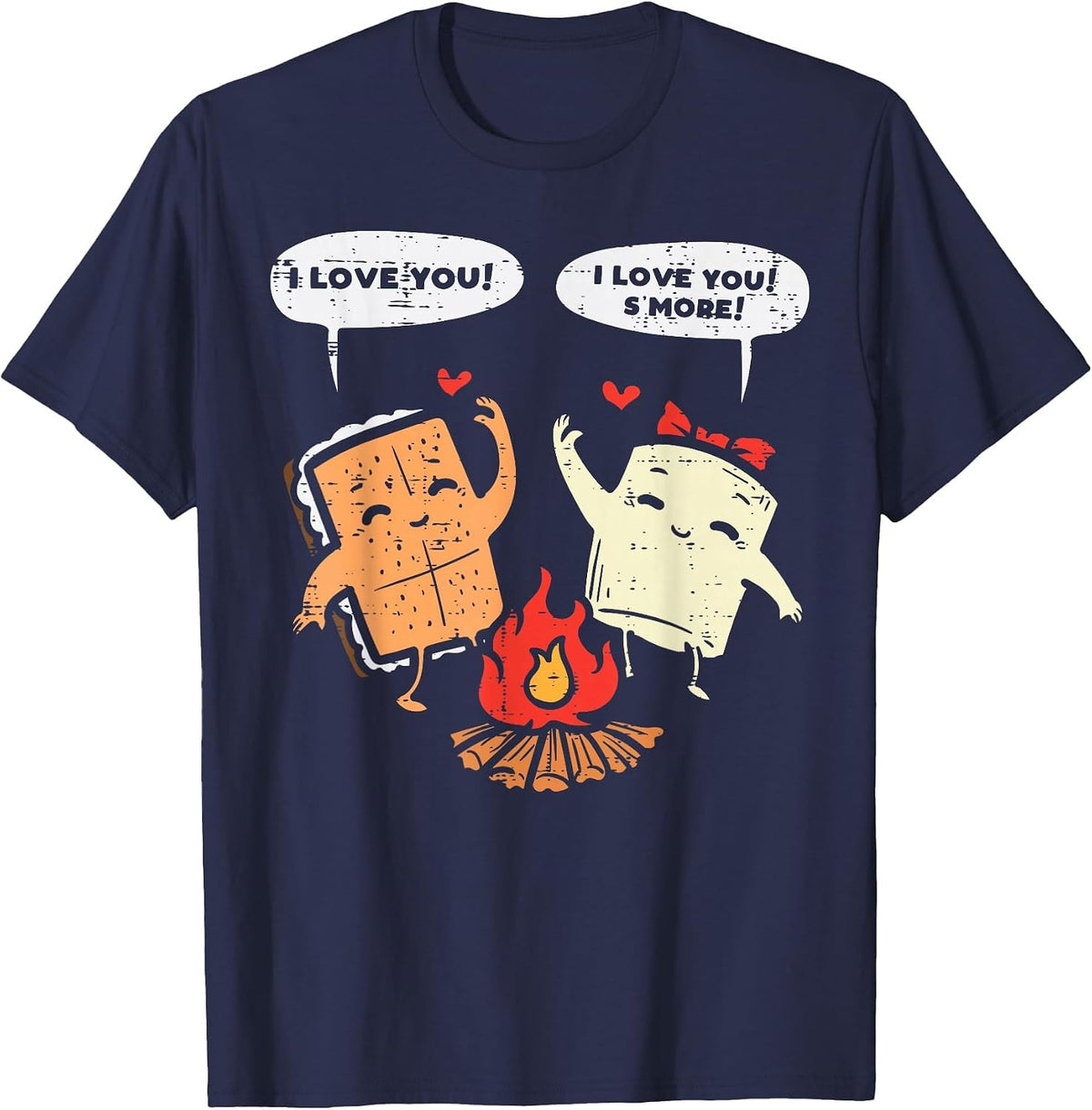 I Love You Smore Funny Camping Couple Camper Men Women Kids T-Shirt - Navy Blue
