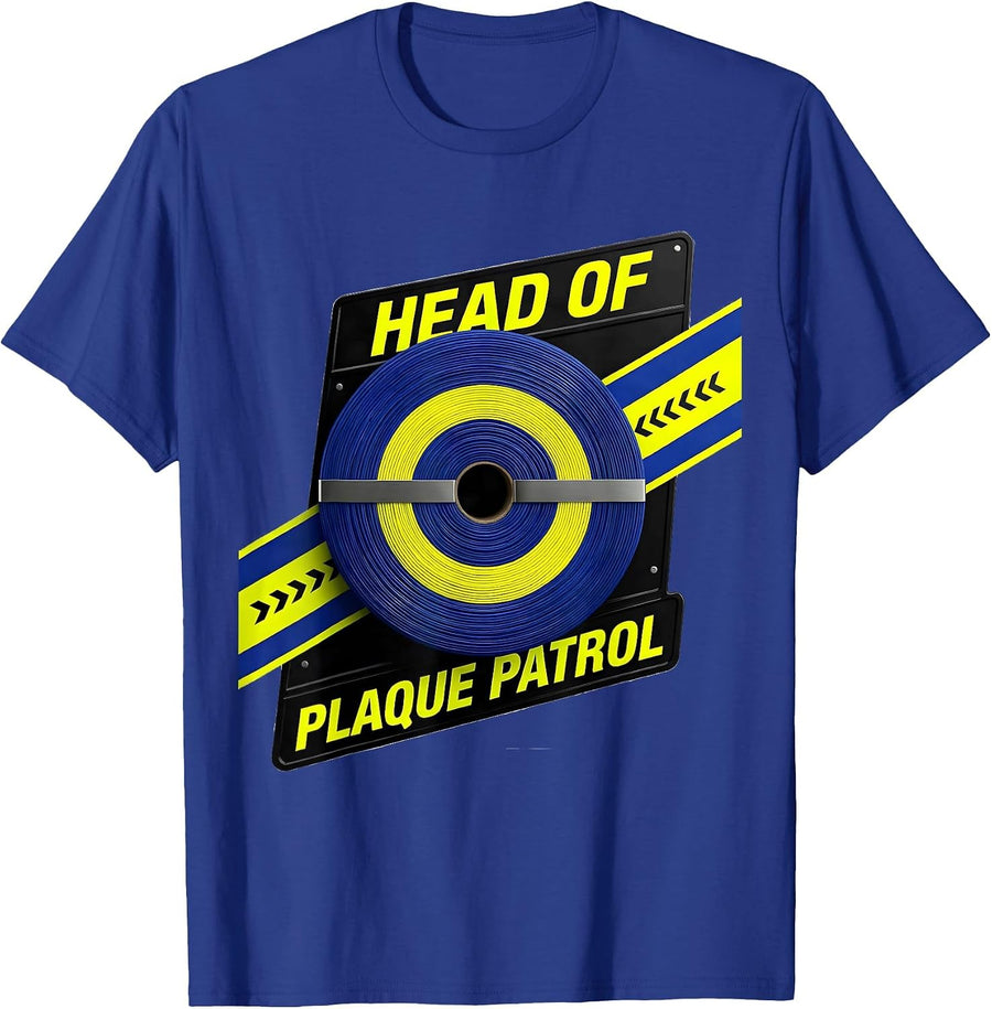 Head Of Plaque Patrol Racing Livery Dental Hygienist Humor T-Shirt - Royal Blue