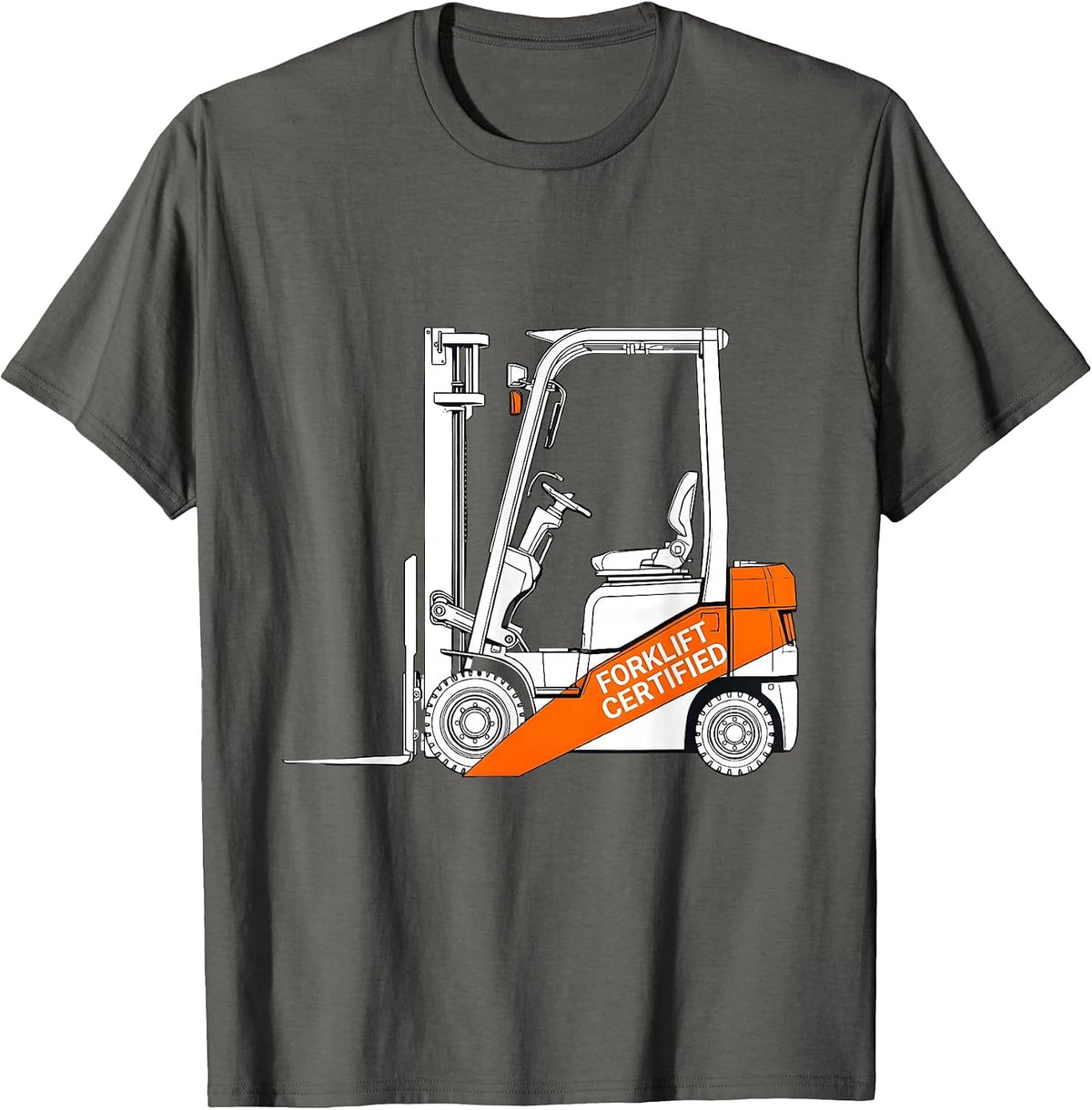 Forklift Certified Brutalist Graphic Construction Worker Gag T-Shirt - Asphalt Grey