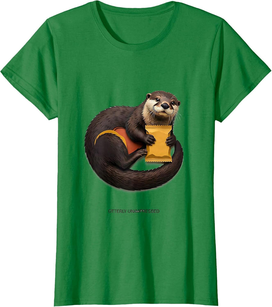 Women's Otterly Unimpressed Funny Otter Lover Gifts For Otter T-Shirt - Kelly Green