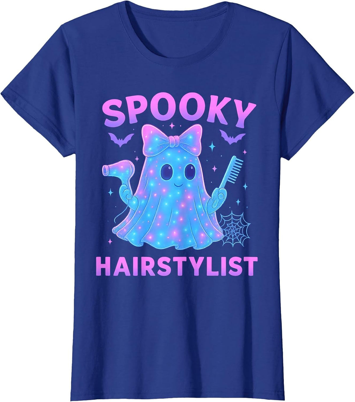 Funny Ghost Hairstylist Halloween Hairdresser Men Women T-Shirt - Royal Blue