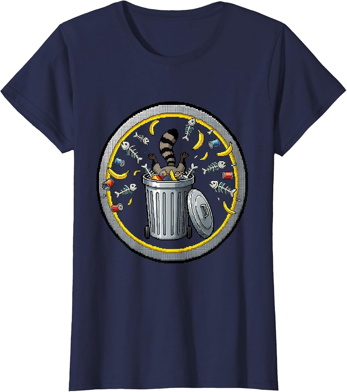 Women's Raccoon Dumpster Dive Funny Trash Panda Graphic T-Shirt - Navy Blue
