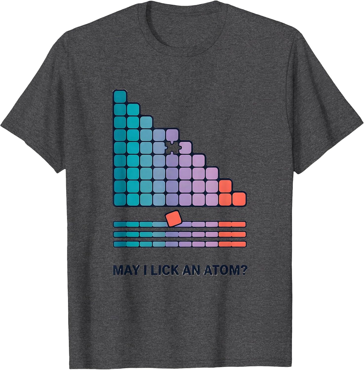 Men's May I Lick An Atom Funny Periodic Table Chemistry Teacher T-Shirt - Dark Heather Grey