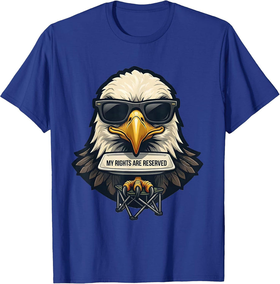 My Rights Are Reserved Funny Bald Eagle Mascot Novelty T-Shirt - Royal Blue