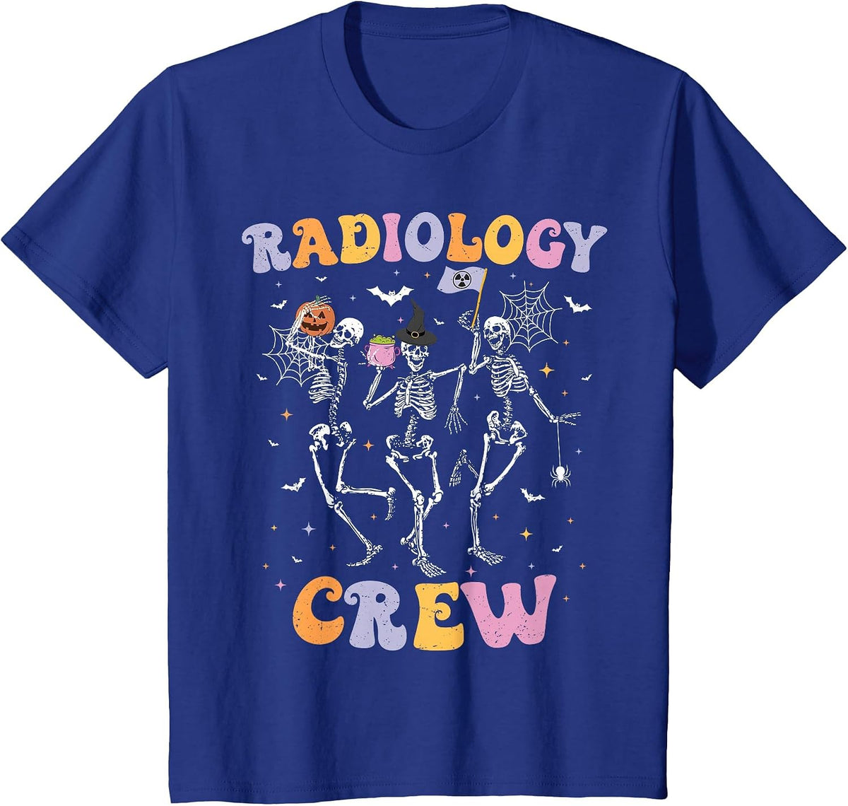 Dancing Skeleton Radiology Crew Halloween Spooky RAD Tech T-Shirt - Royal Blue
