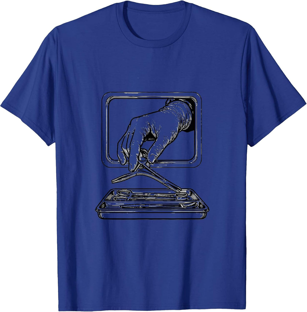Surgical Clamp Line Art Scrub Tech Pride Gift T-Shirt - Royal Blue