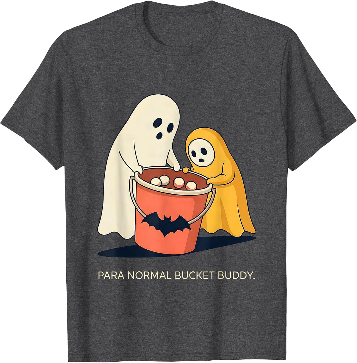 Men's Para Normal Bucket Buddy Funny Para Teacher Ghost Halloween T-Shirt - Dark Heather Grey