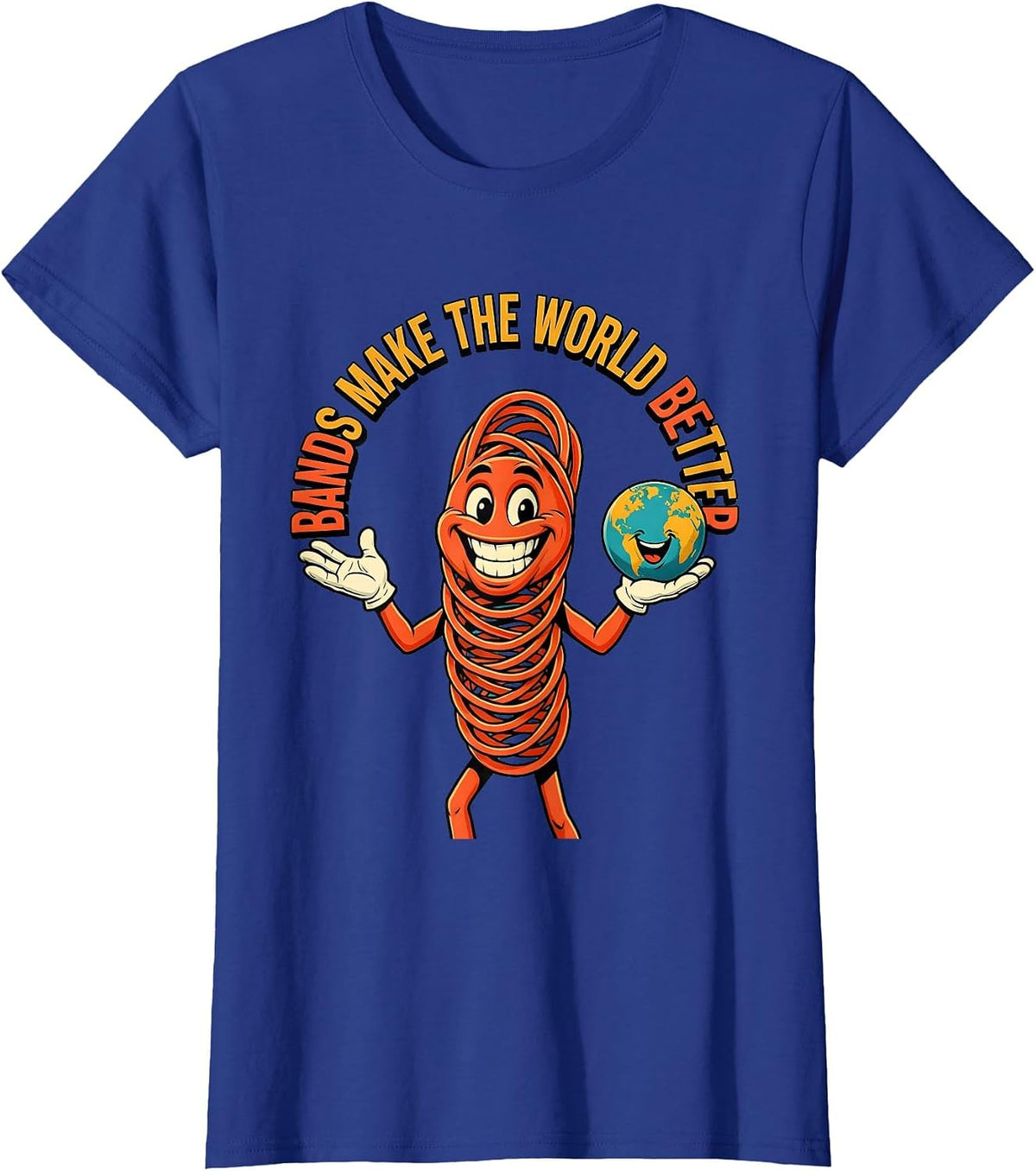 Women's Bands Make The World Better Music Lover Design T-Shirt - Royal Blue
