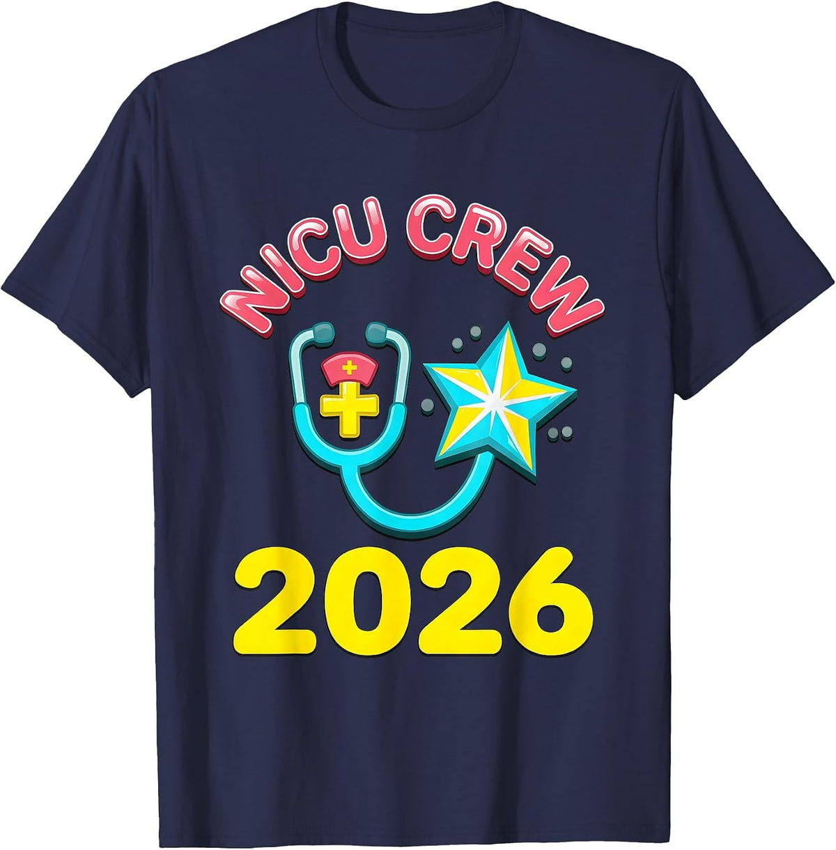 Men's NICU Crew 2026 Gummy Jelly Pop Nurse Crew New Years Eve T-Shirt - Navy Blue