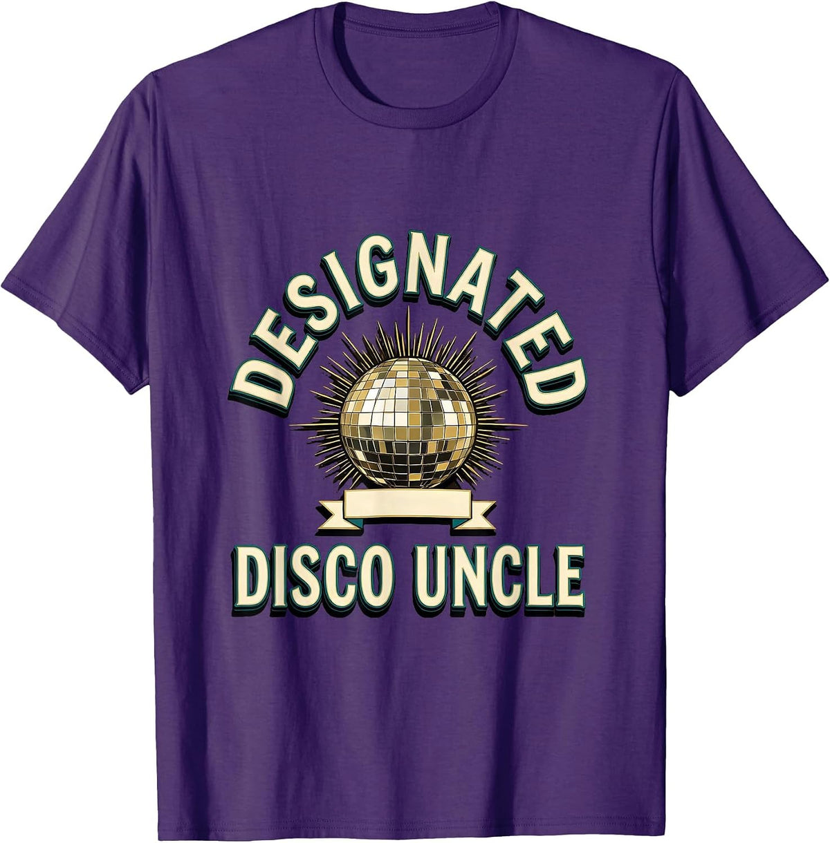 Designated Disco Uncle Retro 70s Disco Party Costume T-Shirt - Purple