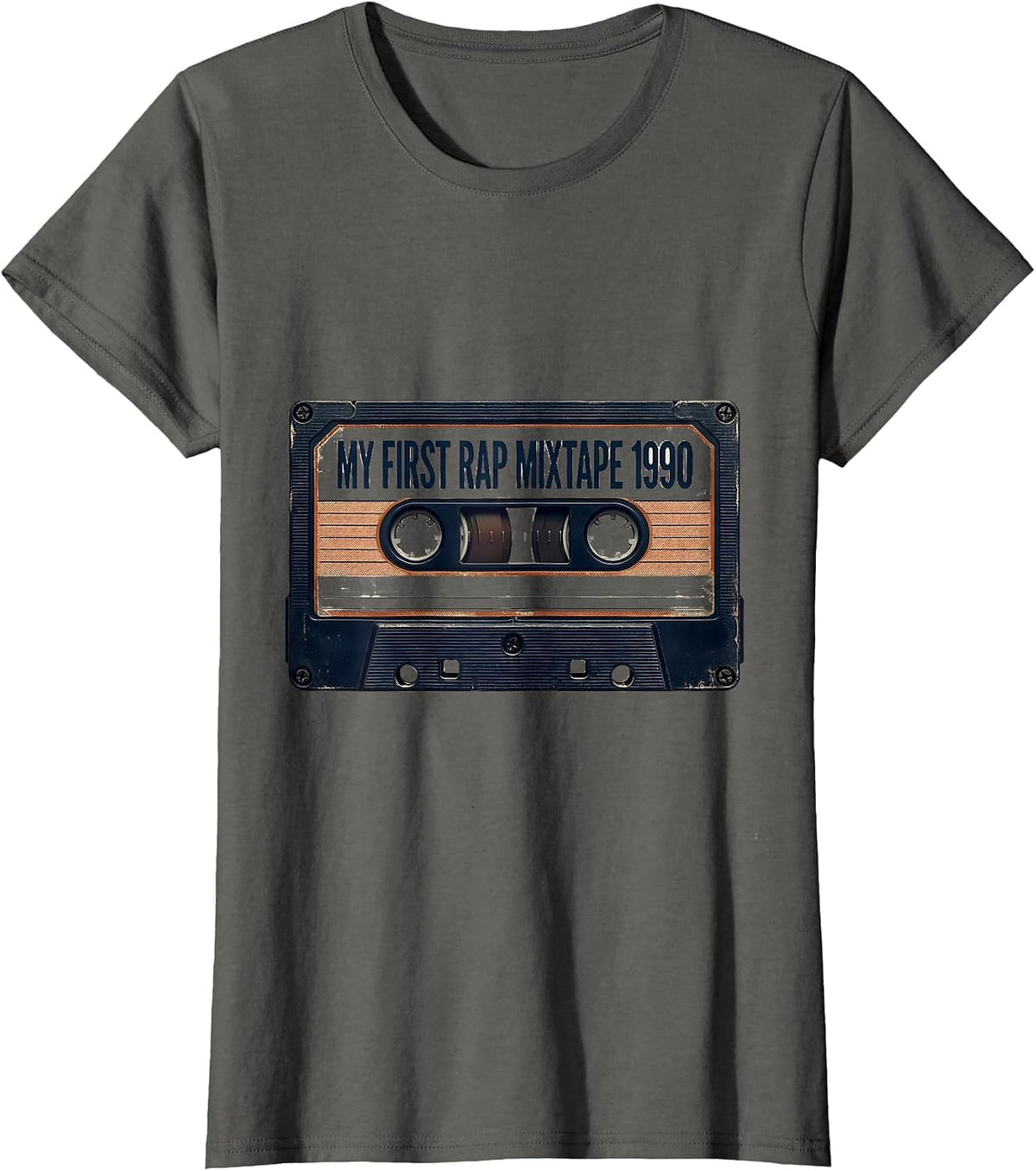 Women's My First Rap Mixtape 1990 Vintage Retro Hip Hop Nostalgia T-Shirt - Asphalt Grey