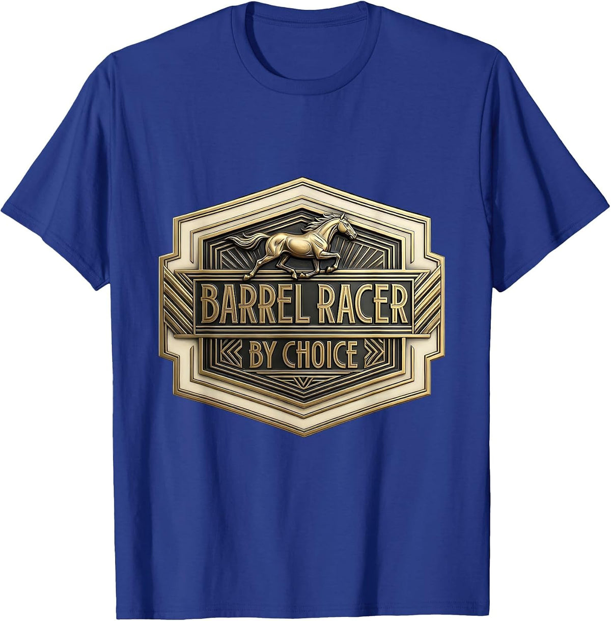 Barrel Racer By Choice Rodeo Design T-Shirt - Royal Blue
