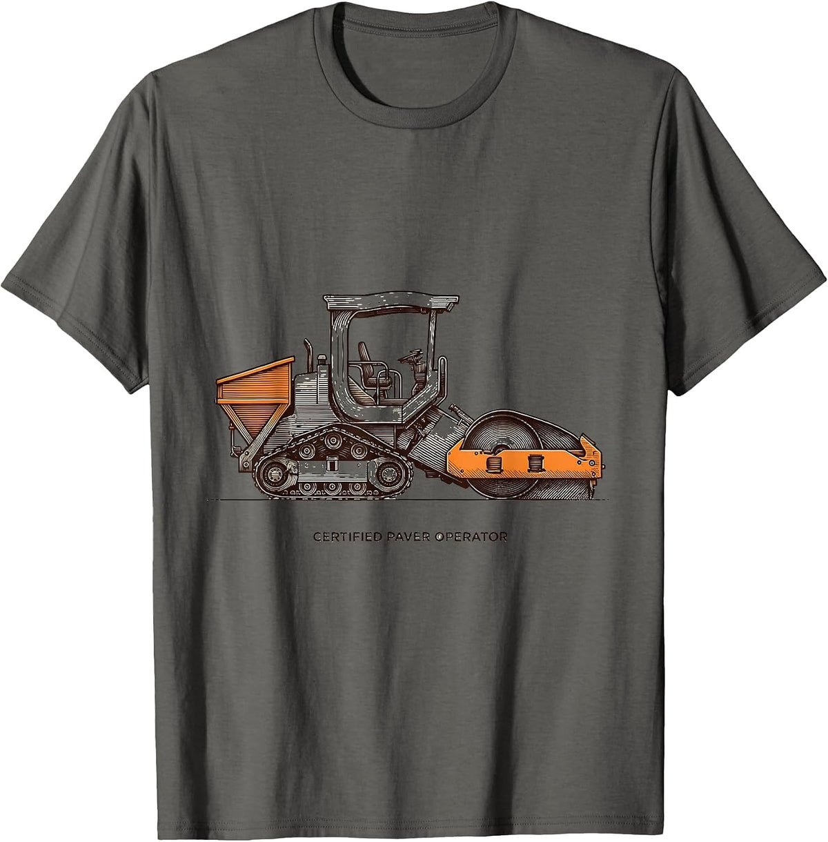 Men's Certified Paver Operator Funny Construction Operator Gift T-Shirt - Asphalt Grey