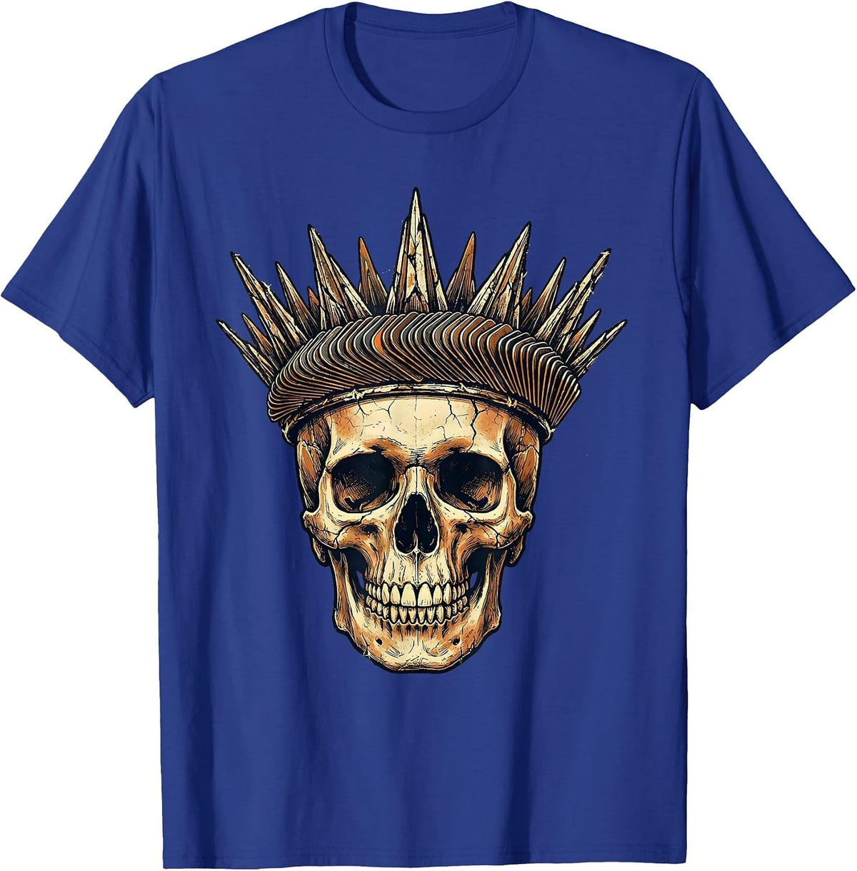 Skull Crown of Guitar Picks Vintage Rock Art T-Shirt - Royal Blue