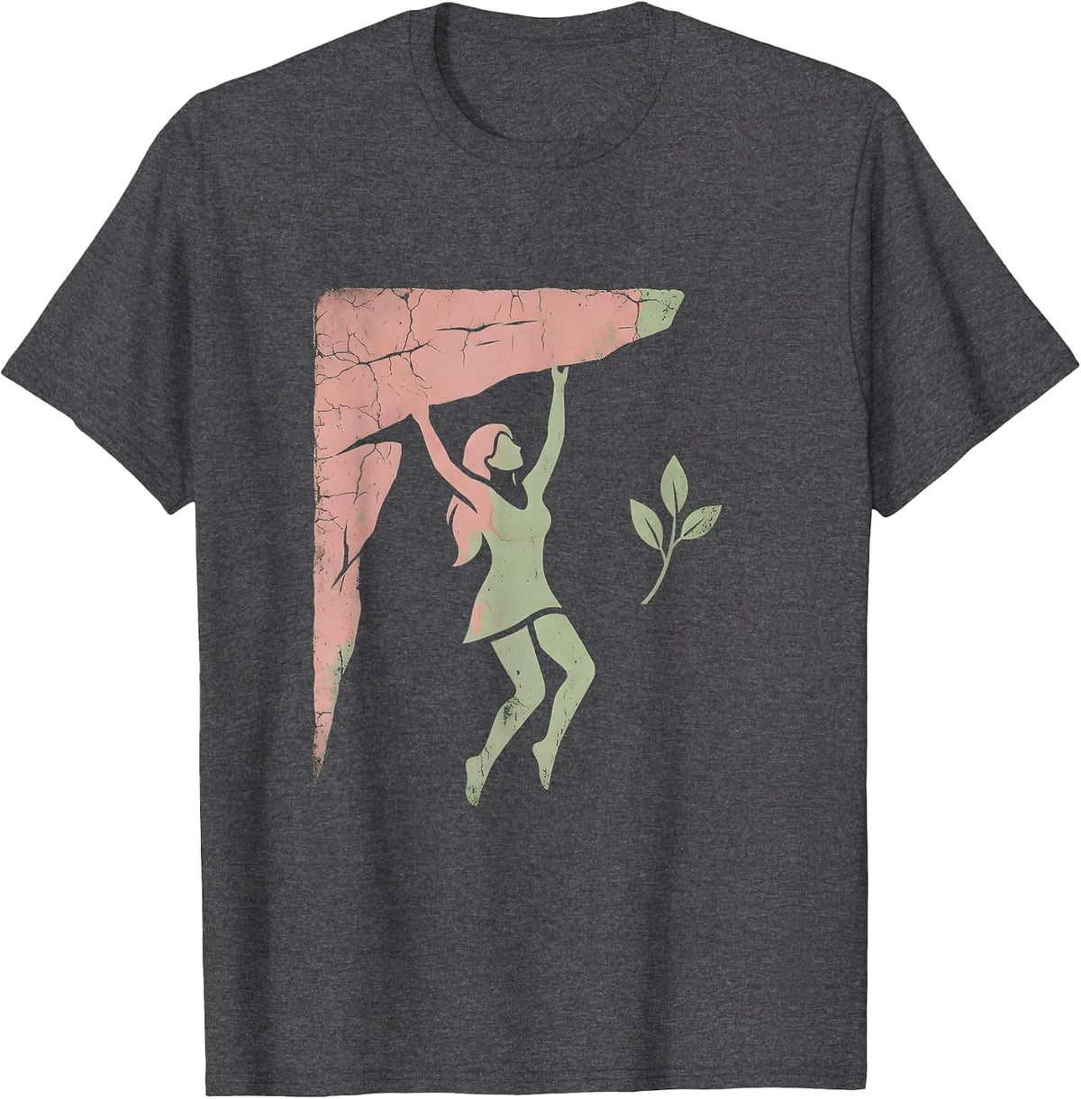 Do It Lady Rock Climber Cliff Hanger Graphic T-Shirt - Dark Heather Grey