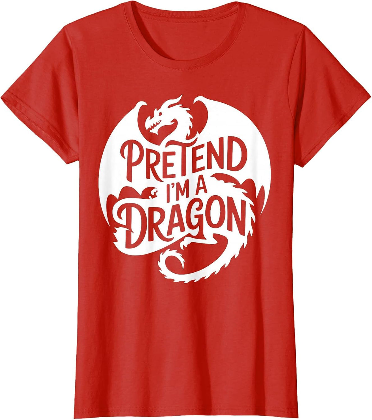 Group Easy Adult Halloween Costumes Pretend I'm A Dragon T-Shirt - Red
