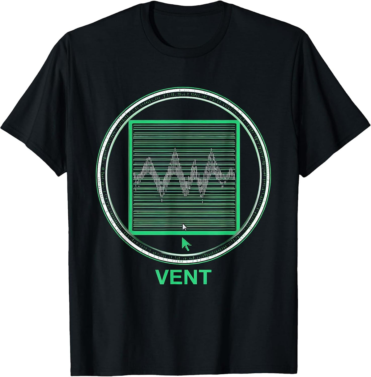 Men's VENT Funny Respiratory Therapist RT Medical Humor T-Shirt - Black