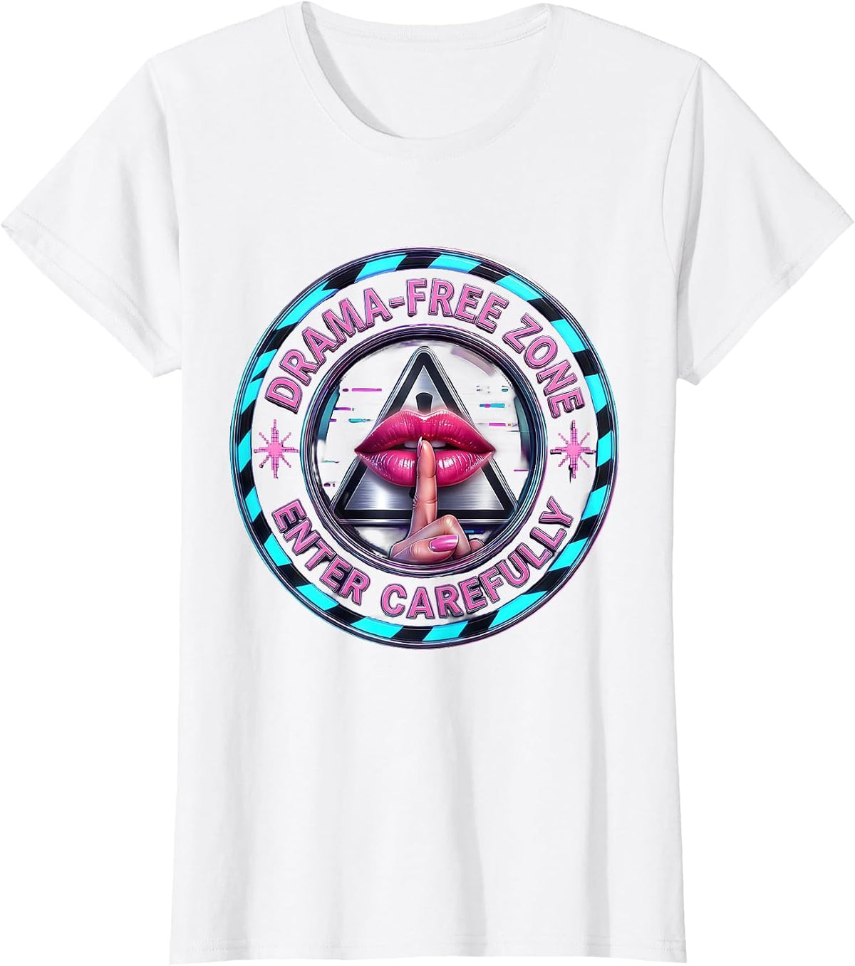 Drama-Free Zone Enter Carefully Funny Design T-Shirt - White