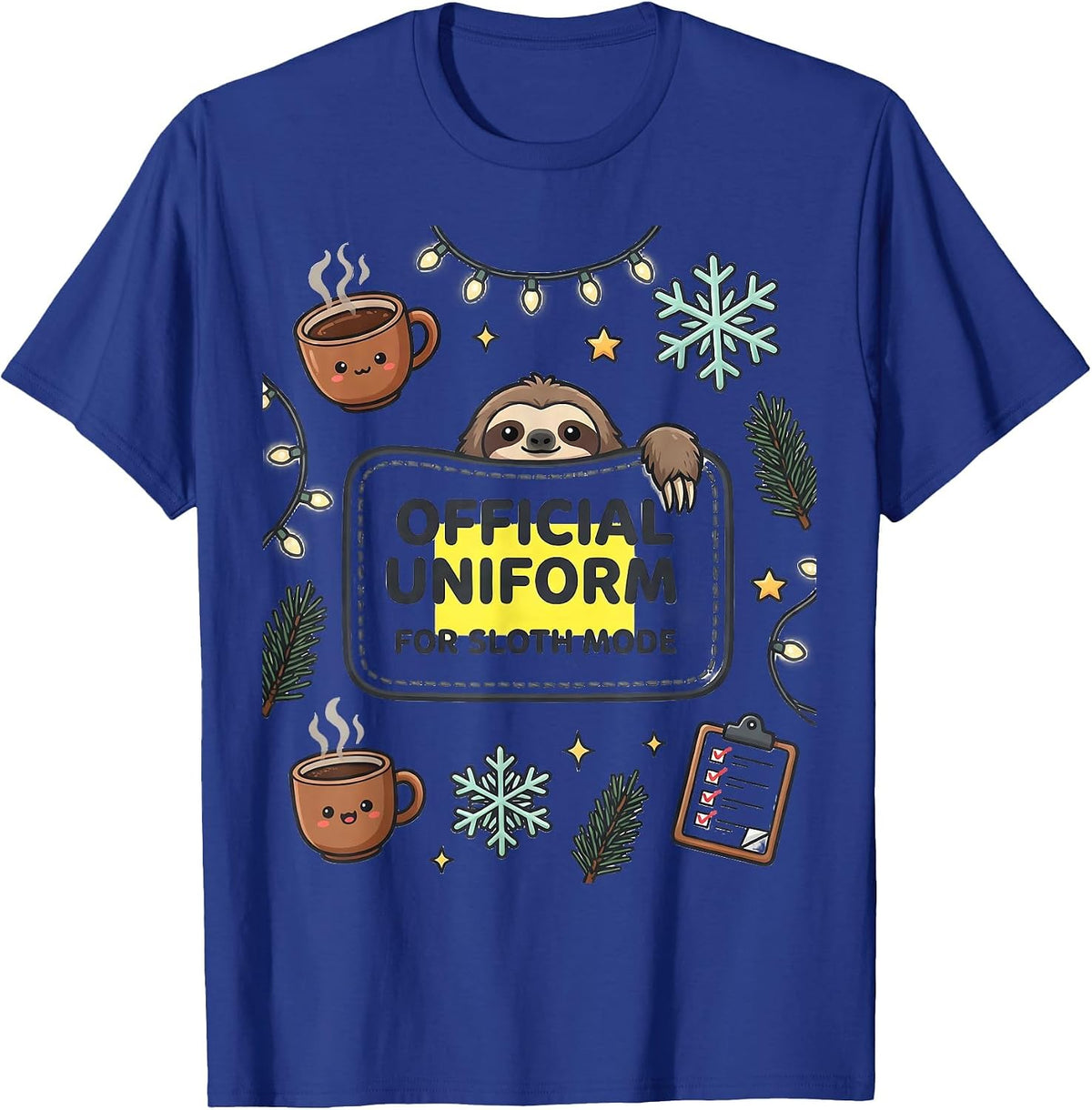 Men's Official Uniform For Sloth Mode Funny Sloth Christmas Pajama T-Shirt - Royal Blue