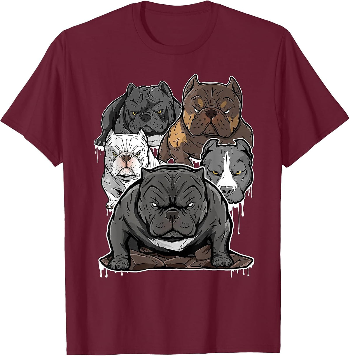 Pitbull Shirt, Pitbull Terrier, Bully, American Bullies Dog T-Shirt - Burgundy