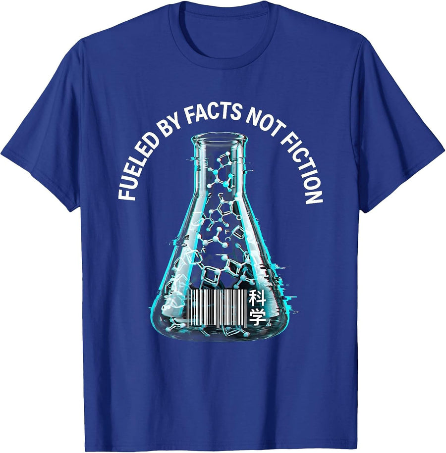 Fueled by Facts Not Fiction Science Teacher Design T-Shirt - Royal Blue