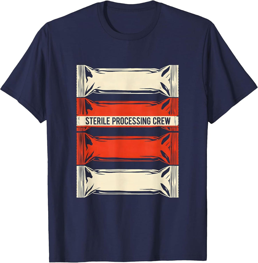 Sterile Processing Crew Funny SPD Tech Medical Crew T-Shirt - Navy Blue