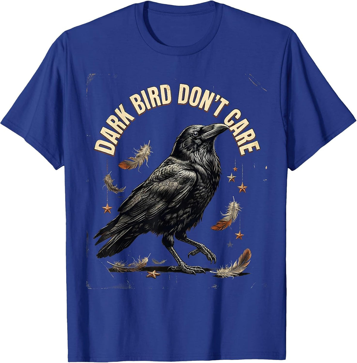 Men's Dark Bird Don't Care Crow Graphic Design T-Shirt - Royal Blue