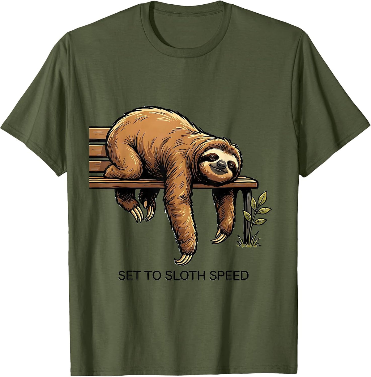 Men's Set To Sloth Speed Funny Sloth Lover Humor Gift T-Shirt - Olive Green