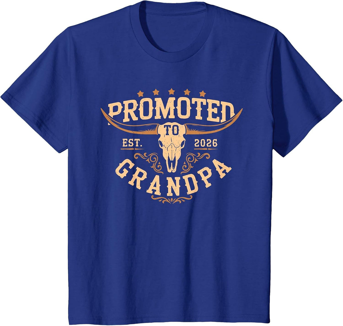Promoted to Grandpa Est 2026 Cowboy First Time Grandpa 2026 T-Shirt - Royal Blue