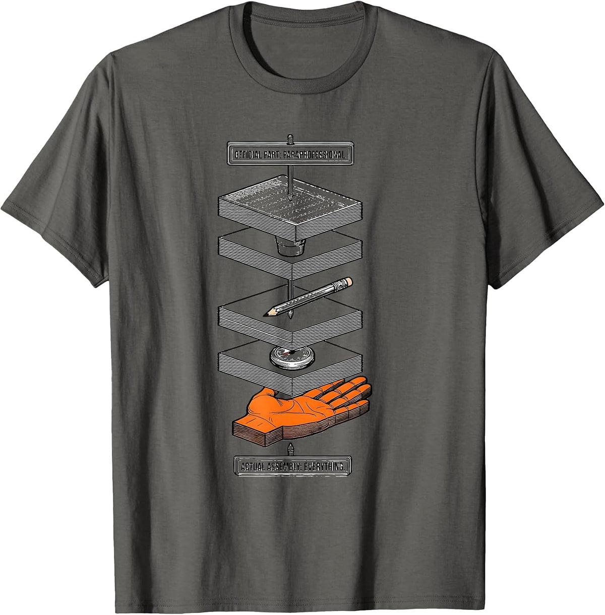 Official Part Paraprofessional Actual Assembly Everything T-Shirt - Asphalt Grey