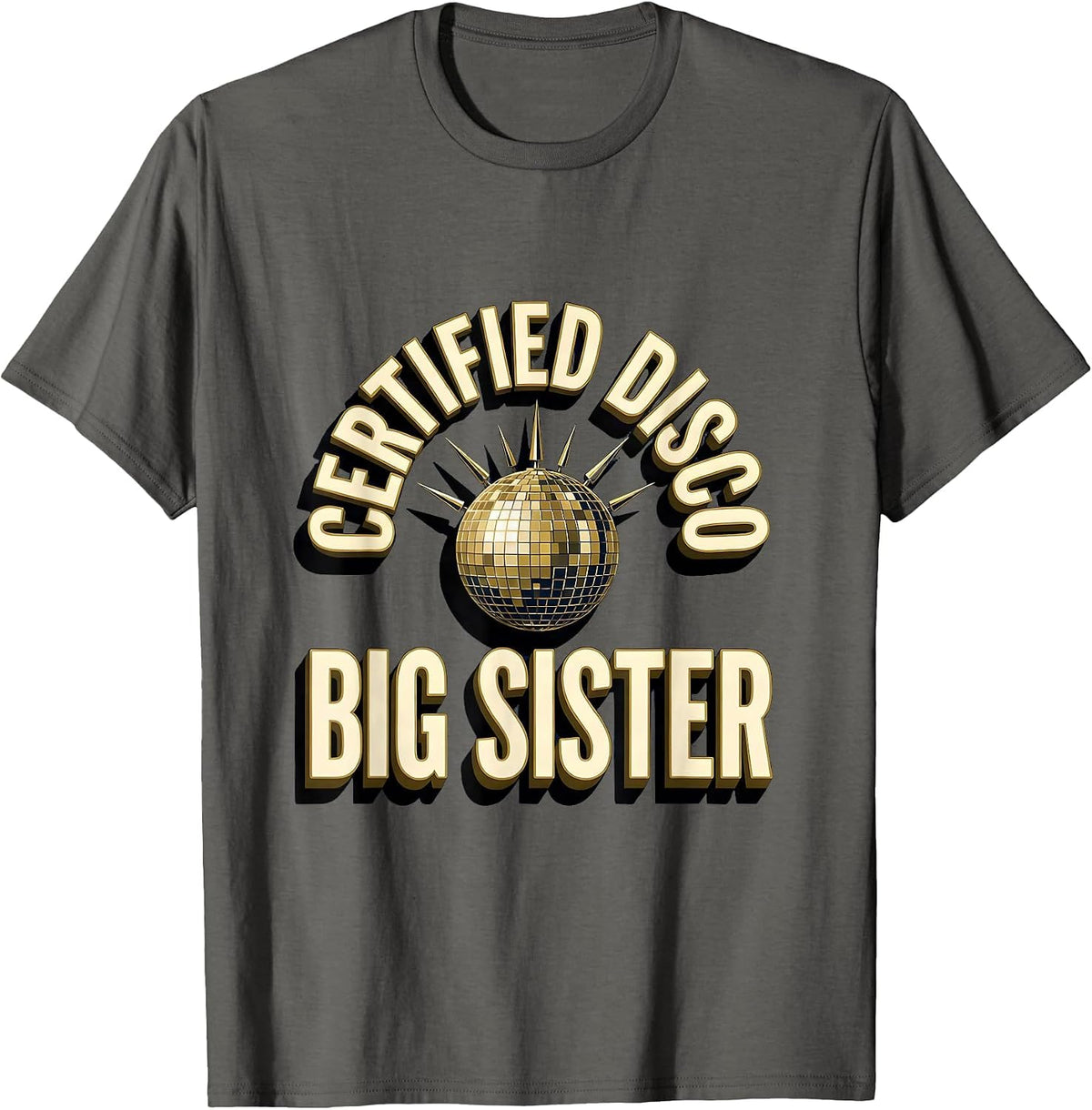 Men's Certified Disco Big Sister Retro 70s Party Costume T-Shirt - Asphalt Grey